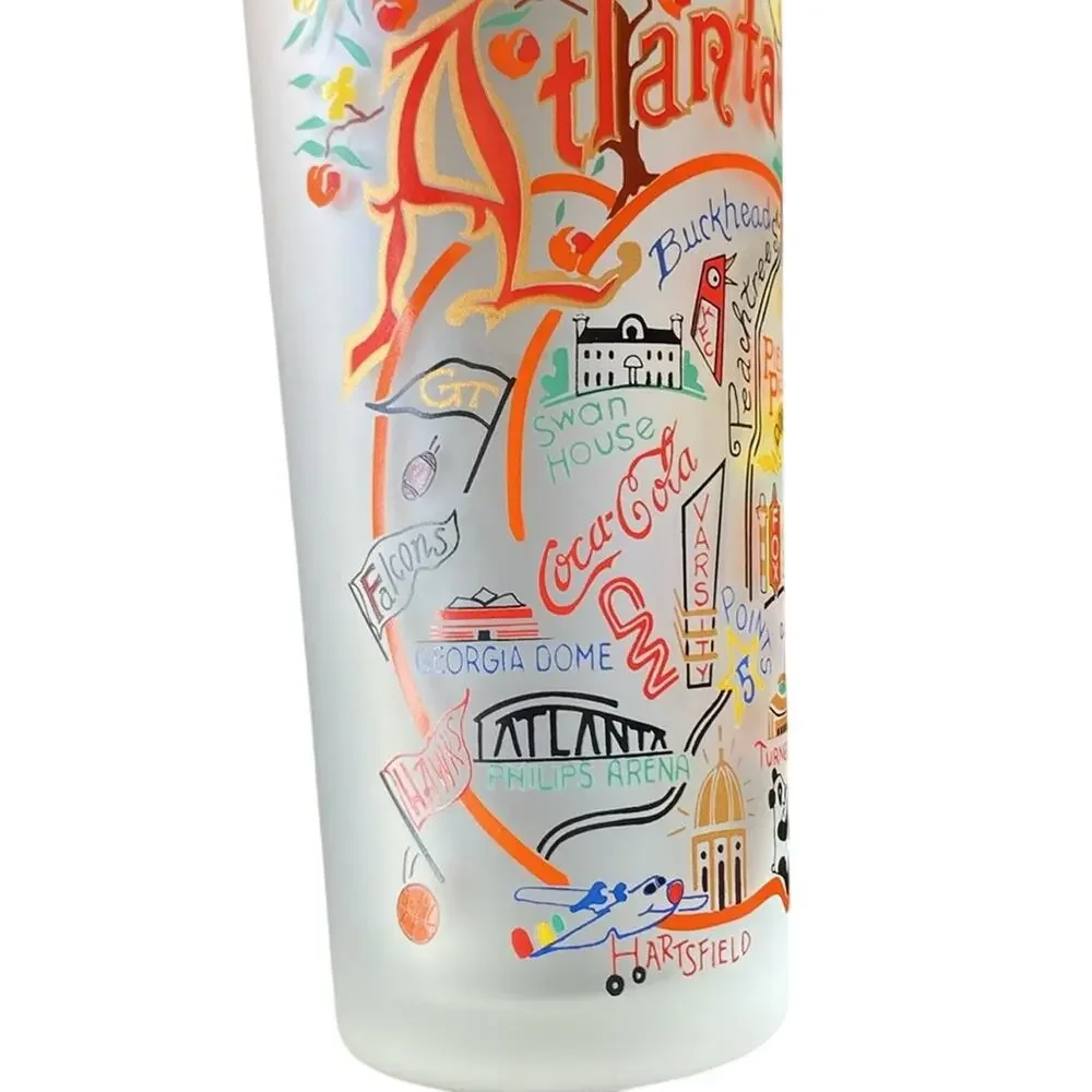 CATSTUDIO Atlanta Themed Frosted Glasses Set of 2
